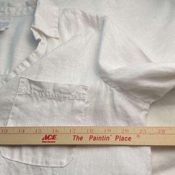 Sigrid Olsen 100% Linen Roll Tab Button Down Shirt Tunic Coverup Size M - Picture 5 of 8